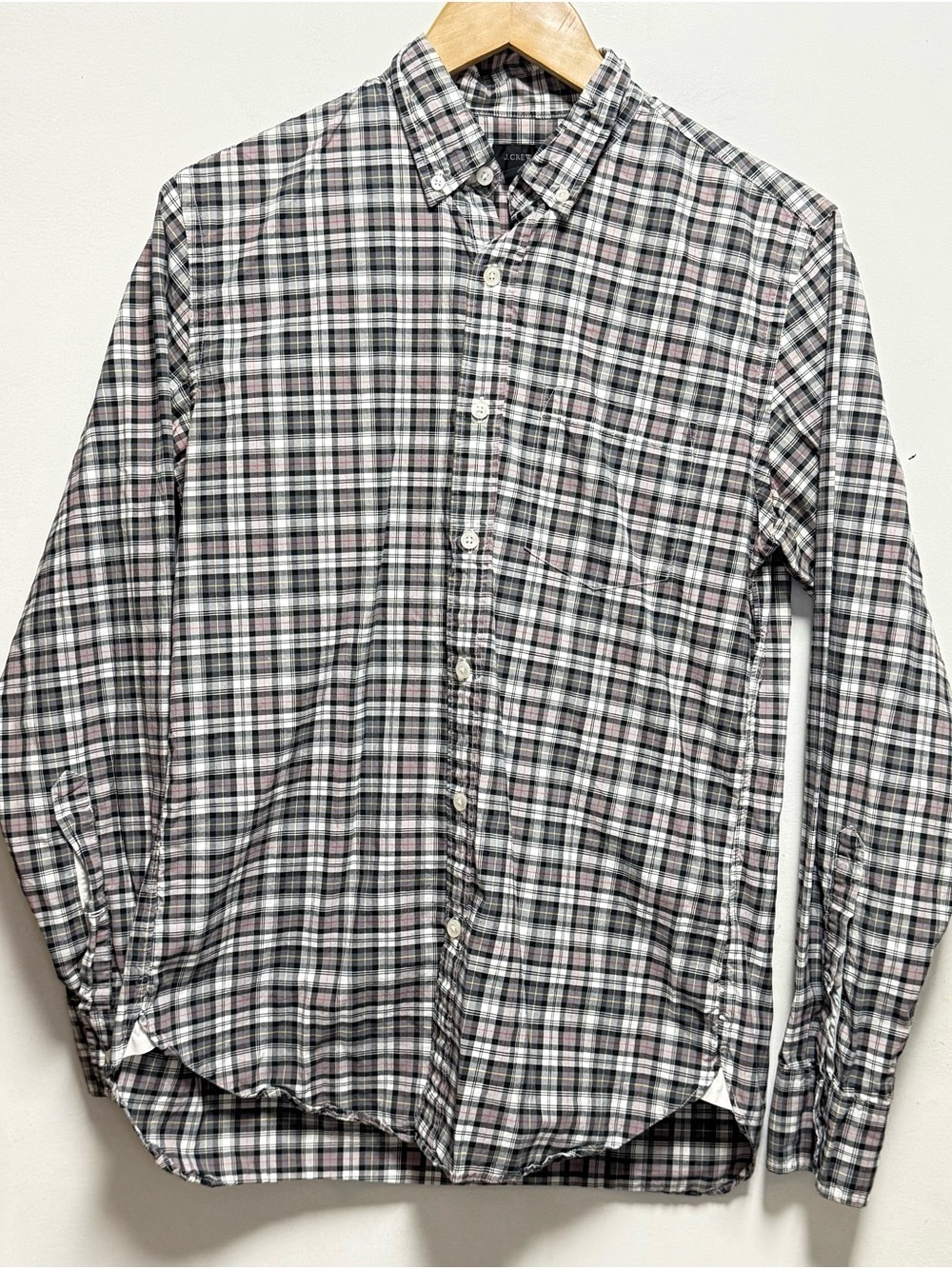 J. Crew Men's Plaid Button-Down Shirt — Black, White & Red